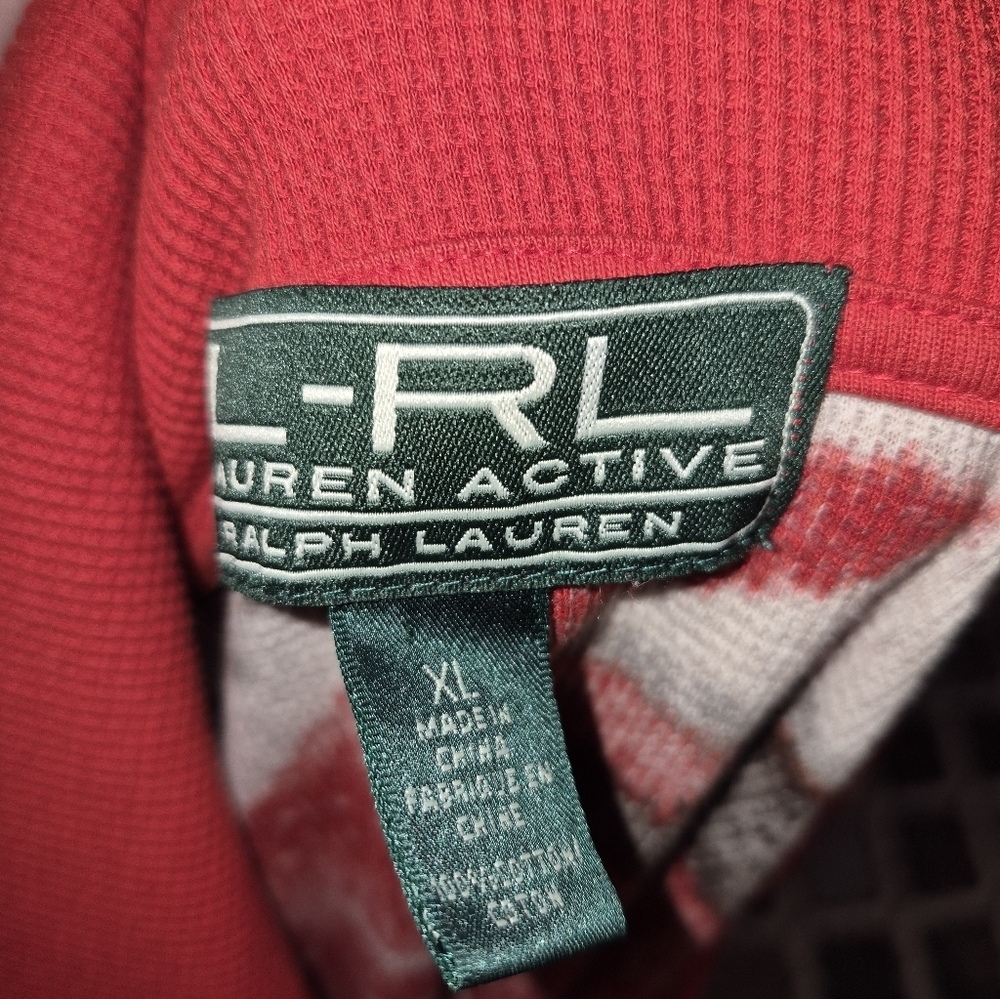 Lauren Ralph Lauren Active Aztec Red Quarter Zip 3/4 Sleeve Thermal Top X-Large - Picture 4 of 4